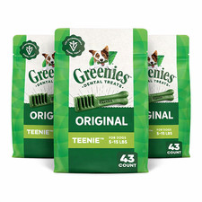 Lot of 3 GREENIES Original Teenie Dental Dog Treats 12 oz Exp 2029 New