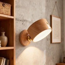 Wooden Indoor Bedroom Living Room Wall Mounted Lamp down Touch Usb Charging 360°