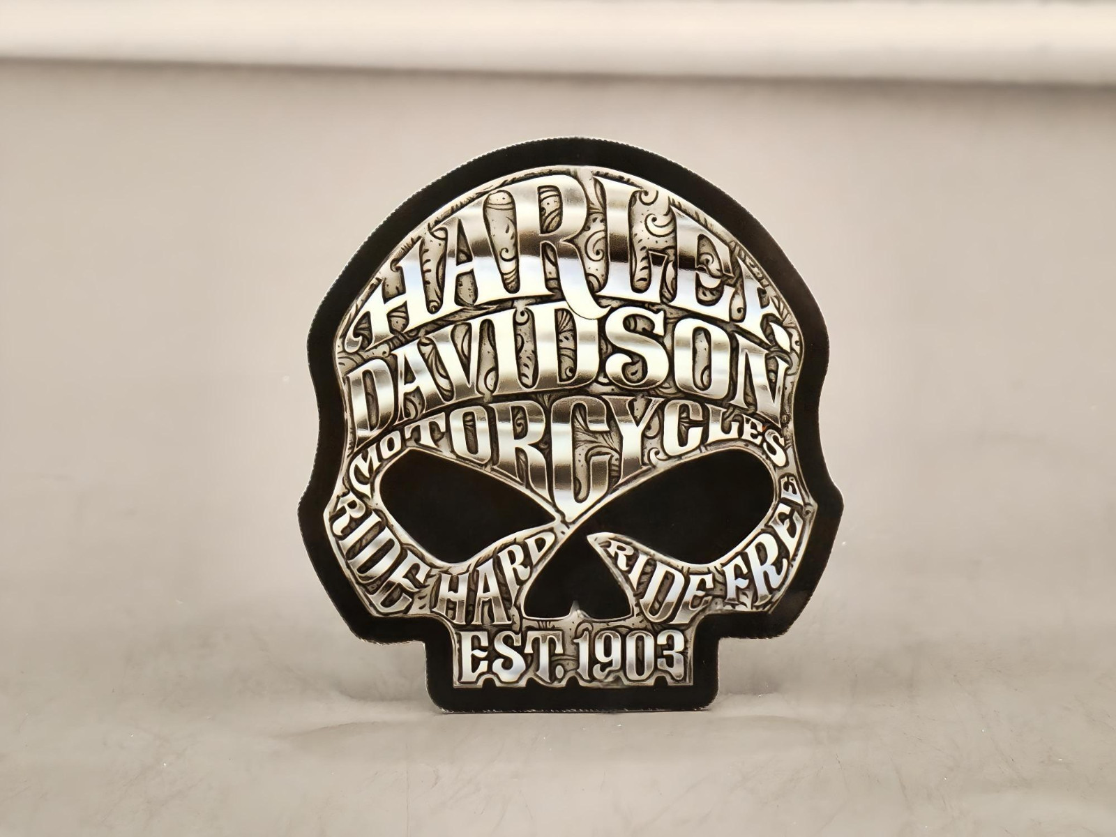 S Biker Shield & Bar Logo Hog Harley Chopper Road King