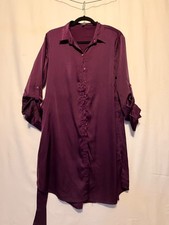 Fashion Nova Purple Long Sleeve Button-Up Collared Shirt Dress Size L