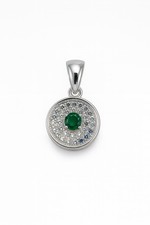 Emerald Halo Radiance – Anhänger aus 960 Argentium Silber