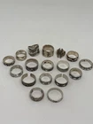 Scrap Lot Of 17 Vintage Southwestern And Native Sterling Silver Rings 91 Grams