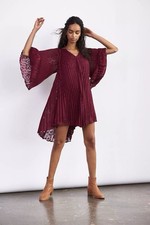 Anthropologie Toulon Pleated Mini Dress Sz Small Boho Gypsy Flowy Plum $168