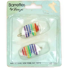 NOS 70s 80s Vintage Transparent Rainbow Pride Lucite Hair Clip Barrette ELEPHANT