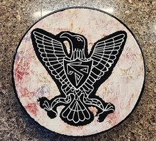 Mana Pottery Nixon Eagle PLATE 10" USA Vintage Signed Sri Ram Ashrama 1970 AZ