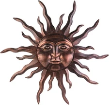 VZVXCC Large Metal Sun Wall Art Decor- 30 inches Hanging Bronze 1 
