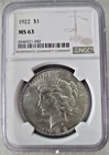1922 Peace Silver Dollar NGC MS63