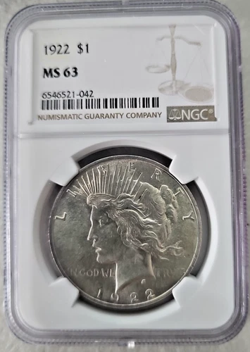 1922 Peace Silver Dollar NGC MS63