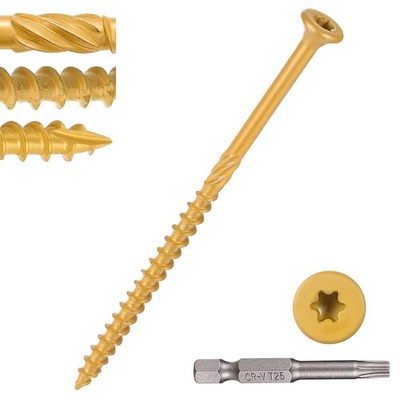 50 PCS #10 x 4 Inch Deck Screws - Rust Resistant, Self-Tapping, T25 Bit Included