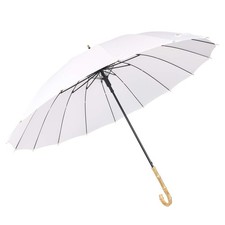 Bamboo Stick Umbrella Auto Open Solid Color Fashionable and Simple 190T 16 Ri...