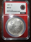 1887-P  $1 Morgan Silver Dollar NGC Cert MS 62 - Better Date Beauty! Red Core!