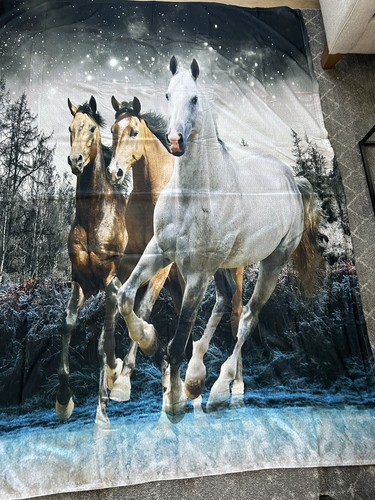 Twin Size Coverlet Set Horse Blanket 88x64” Cover & Pillow Sham Equestrian Soft - Picture 7 of 11