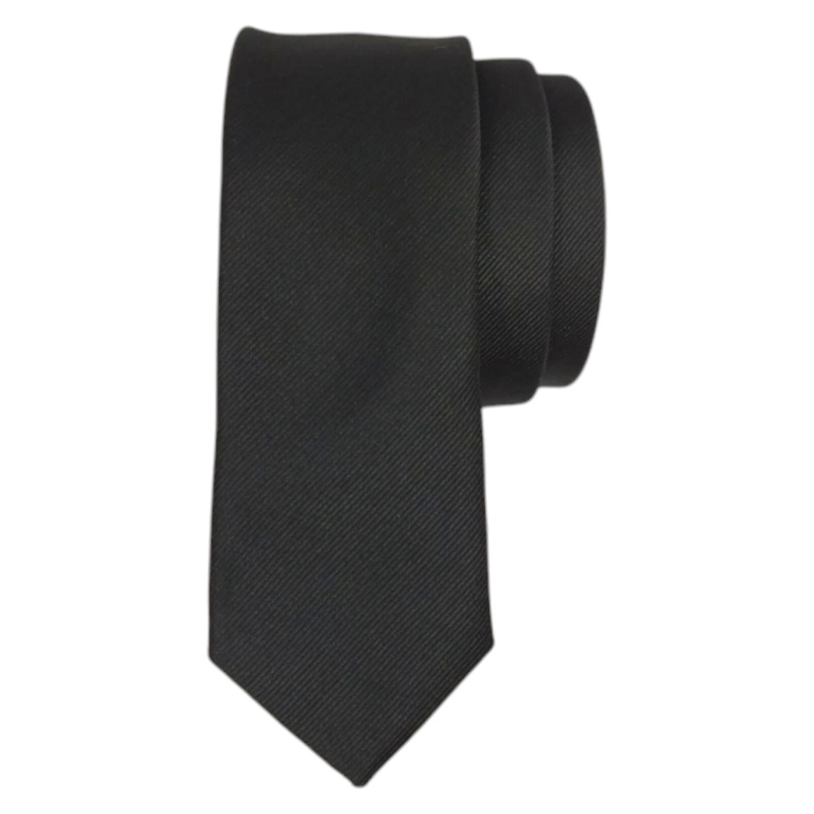 ELZAMA Mens Skinny Tie Black Solid Slim 2.0 Dress Narrow Modern Fashion Necktie - product detail image 1