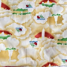 Vintage "I Like You America" Fabric 3y x 45 Apple Statue Liberty Empire State