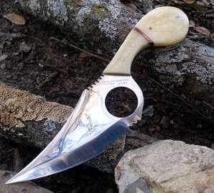 8" Bone Handle Skinning Knife BONE EDGE Hunting Knives Gut Hook ...