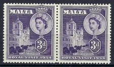 Malta 1954 Sc# 242 set Queen Elizabeth Royal visit pair MNH