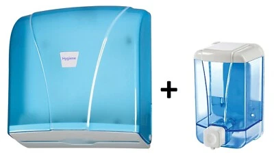 MARKENLOS Spender-Set Handtuchspender Papierhandtuchspender + Seifenspender Spender blau