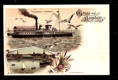Germany 1900s Litho AK Gruss aus Konstanz Ansichtskarte Postcard