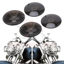 4x Smoke Turn Signal Flat Lens Cover For Harley Touring Electra Glides Road King