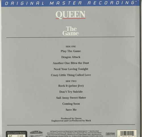 QUEEN - The Game (1995 US Mobile Fidelity Sound Lab 200g Vinyl LP - MFSL 1-211) - Picture 2 of 2
