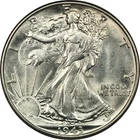 1943 Walking Liberty Half Dollar 50C Brilliant Uncirculated BU Toning on Reverse