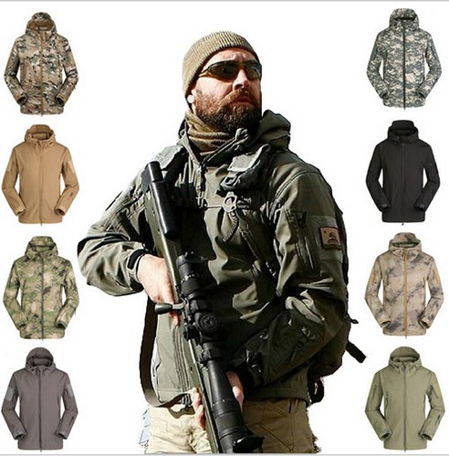 Veste militaire étanche style armée tactique coquille souple imperméable camouflage coupe-vent S - Photo 1/27