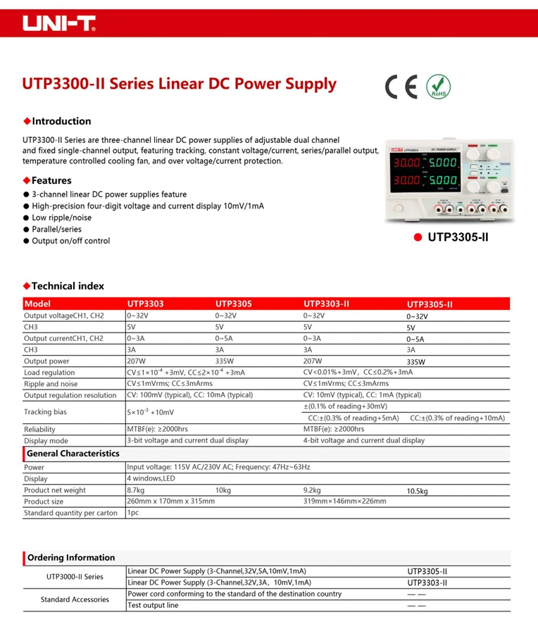 UNI-T UTP3305-II DC power Variable Adjustable Supply Digital Regulated Switching - Image 4 of 4