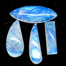 4 Pcs Natural Moonstone 25.8-37.5mm Mix Rainbow Flash Cabochon Loose Gemstones