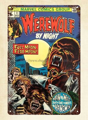 Werewolf By Night  comic 1973 metal tin sign bedroom inspiration