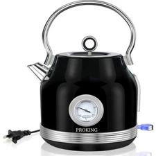 INTETEIN  1.7 Liter Stainless Steel Body Retro Electric Tea Kettle,USA Seller