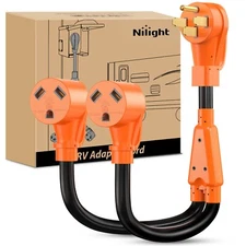 Nilight 50 Amp to 30 Amp RV Y Splitter Adapter Cord 50A Male Plug to Two 30A
