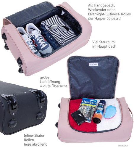 Valigia trolley donna bagaglio a mano IATA New Rebels Harper 50 cm borsa 23 rosa + g - Foto 6 di 12
