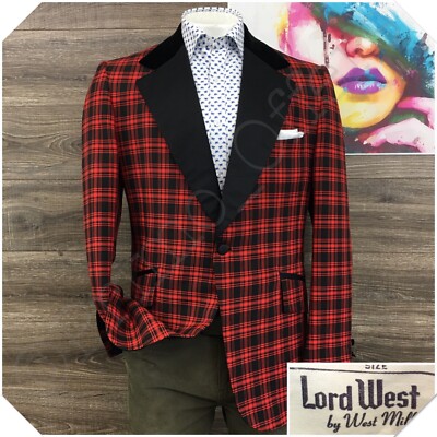VINTAGE LORD WEST Mens Dinner Jacket Blazer Sport Coat Size 42L Casual Suit USA