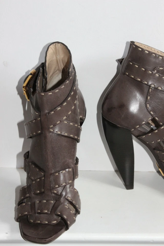 $1095 NUEVO MICHAEL KORS ALTA COSTURA CUERO GLADIADOR TACÓN ESCULPIDO BOTINES ZAPATOS  Foto 3 de 4
