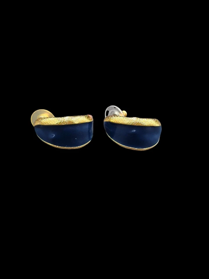 Серьги с каплевидным пирсингом Anne Klein золотисто-голубая эмаль - Изображение 2 из 4