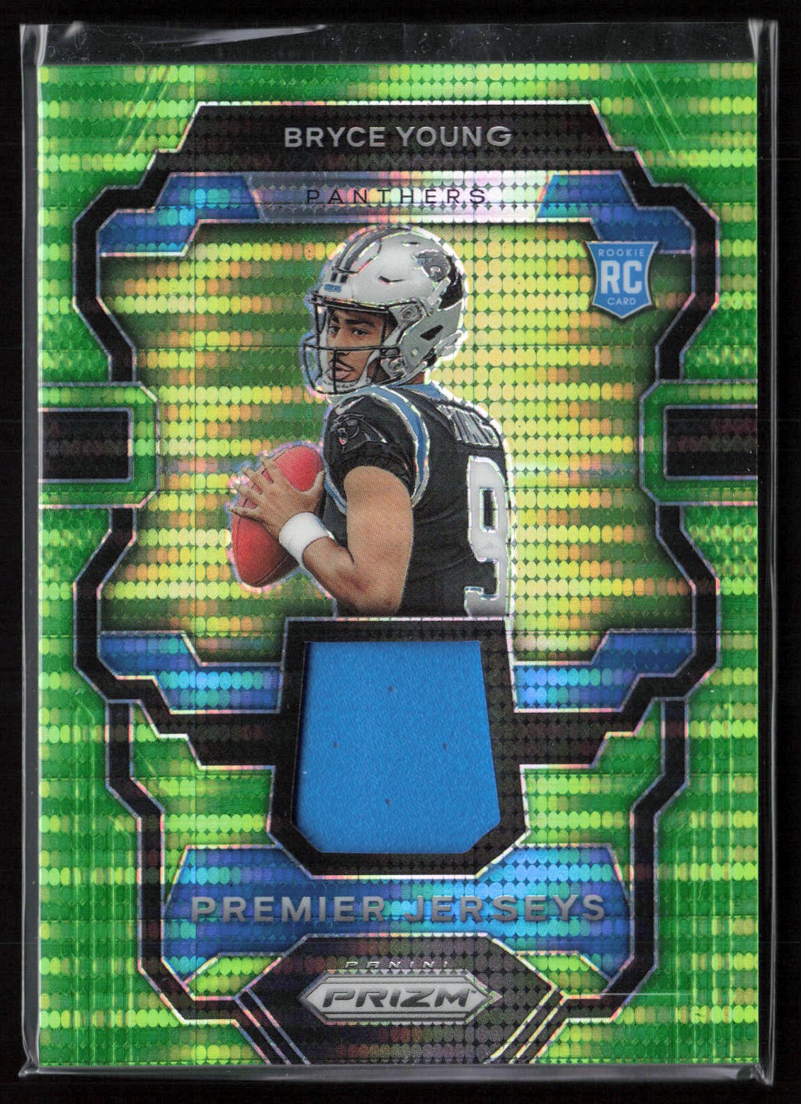 Bryce Young 2023 Panini Prizm #PJ-BY Premier Jerseys Neon Green Pulsar