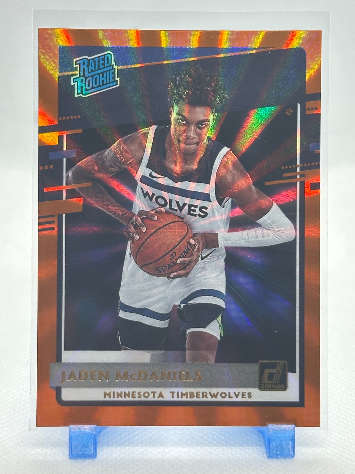 Jaden McDaniels 2020-21 Panini Donruss Orange Holo Laser #239 (RC) Timberwolves
