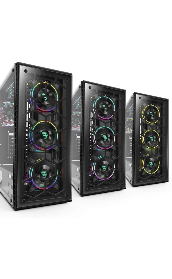 MUSETEX 903-S4 ATX Mid Tower Gaming Computer Case Tempered Glass,Computer Gaming - Image 2 of 4