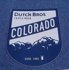 DUTCH Bros REGIONAL Blue WHITE Rare CASTLE Rock COLORADO Regional STICKER