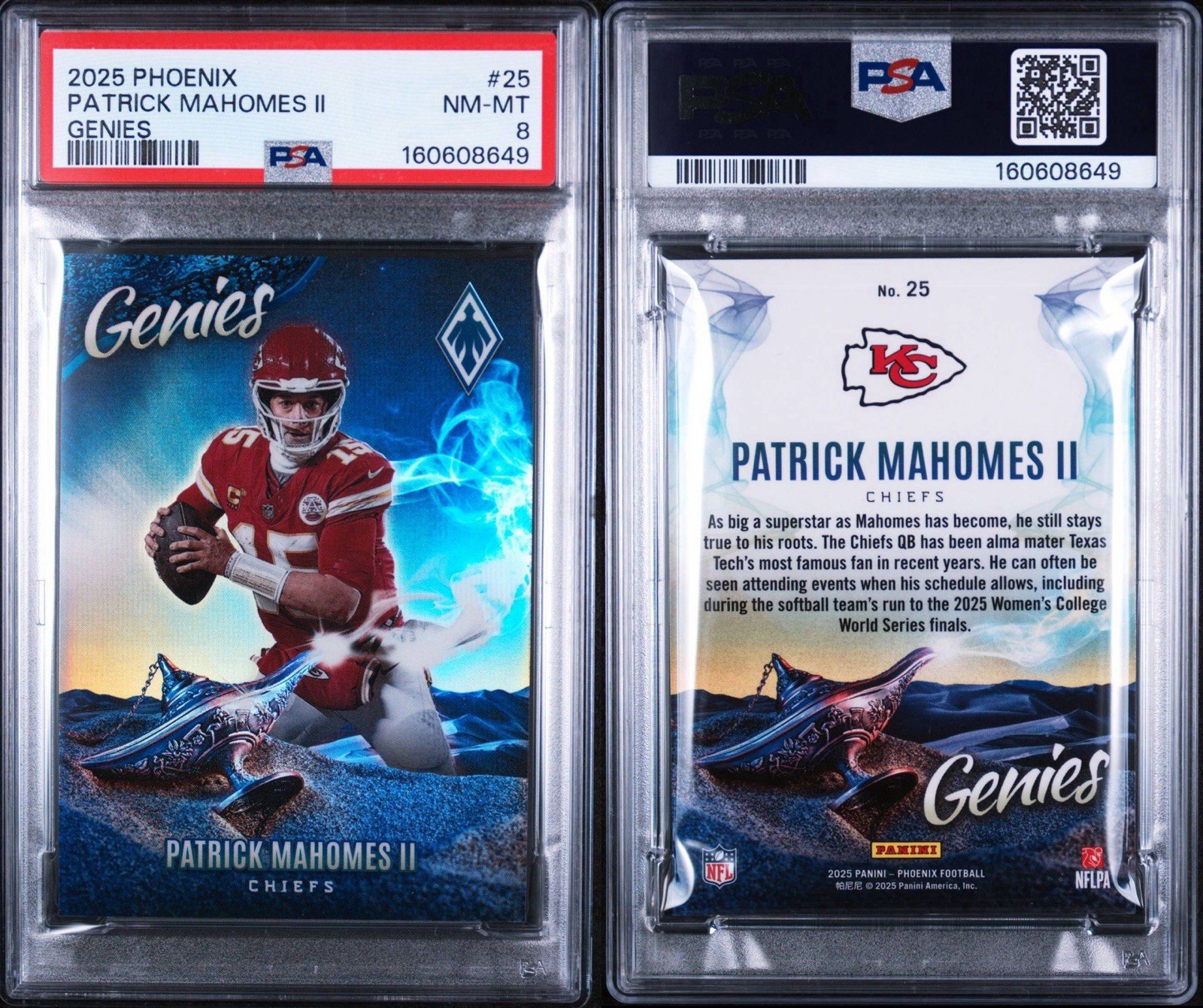 2025 Panini Phoenix Patrick Mahomes Genies SSP Case Hit PSA 8 Chiefs #25 view 3