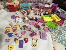 Shopkins Mixed Lot Dolls Cars Furniture Happy Moose Hoppy Juice Fuzzy 40+ Pieces