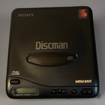 Vtg Sony Discman D-11 CD Player Mega Bass Black Retro 1990 Japan Working W/ Free