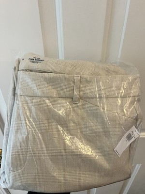 Old Navy High-Rise Pixie Skinny Dress Pants Beige Check Women's
