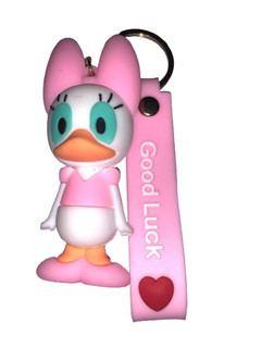 Cute Pink Duck Keychain Good Luck Strap Plastic Bag Charm Gift For Women