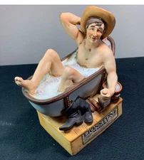 Vintage 1976 Lionstone Whiskey Decanter - Cowboy in Tub "Saturday Night"