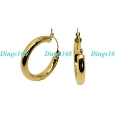 18K Yellow Gold Filled 1"/25mm Medium Size 3.5mm thick Solid Hoop Earrings K5A-L