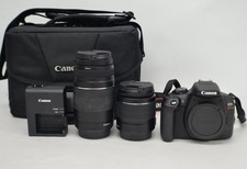 Canon EOS Rebel T7 DSLR Camera w/ 18-55mm 75-300mm Lenses Case