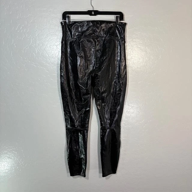 Spanx Leggings Womens Large Black Faux Patent Leather High Rise Shaping 20301R - Image 3 of 4