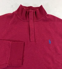 POLO Ralph Lauren Men's Double Knit  1/4 Zip Pullover Burgundy Sweater XXL
