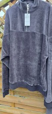 Next Slate Grey Velvet Soft Touch Jersey Quarter Zip Co-Ord Sweatshirt - Size 24